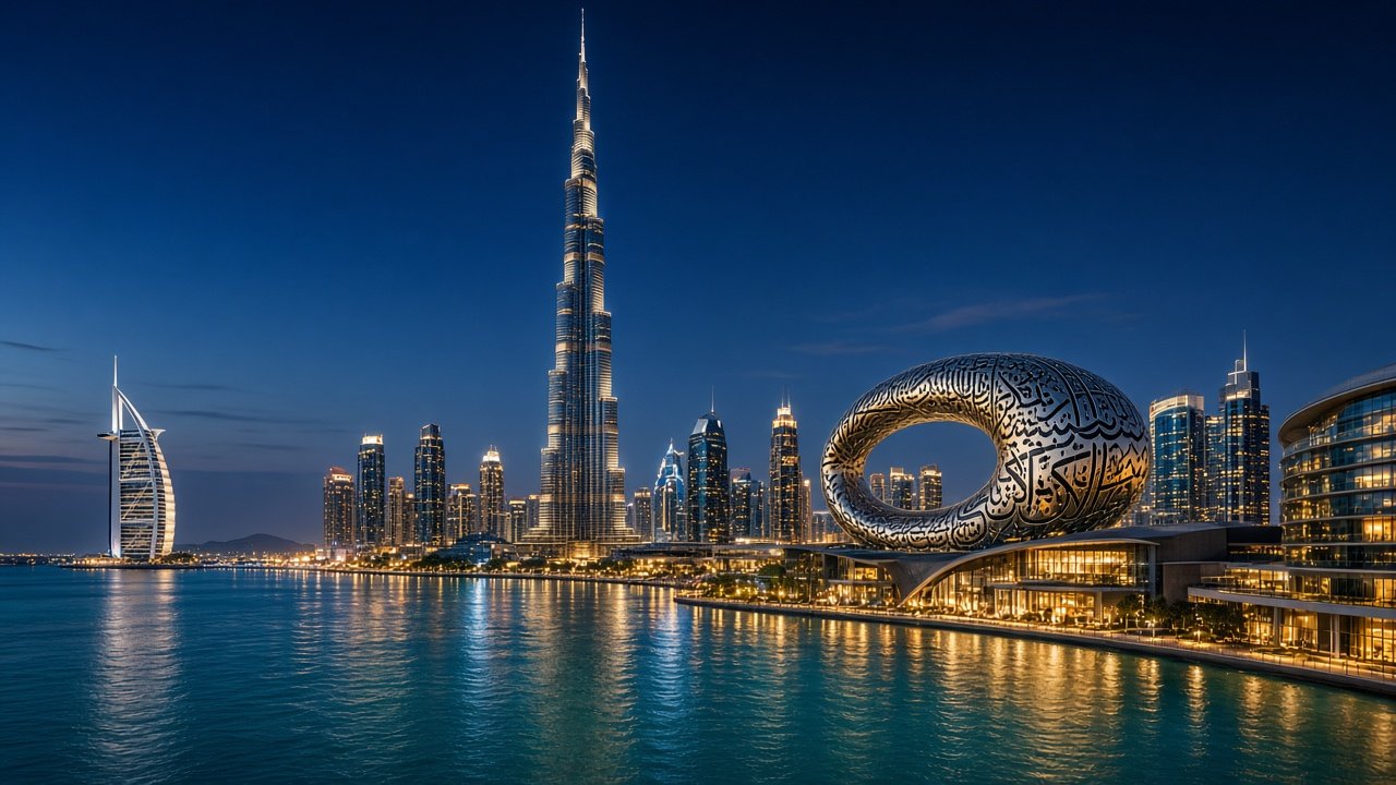 Dubai skyline at dusk